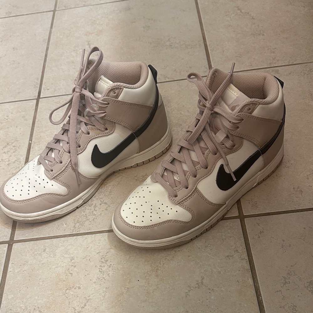 Nike Women's High-Top Dunk Sneakers - Taupe, Cream and Black